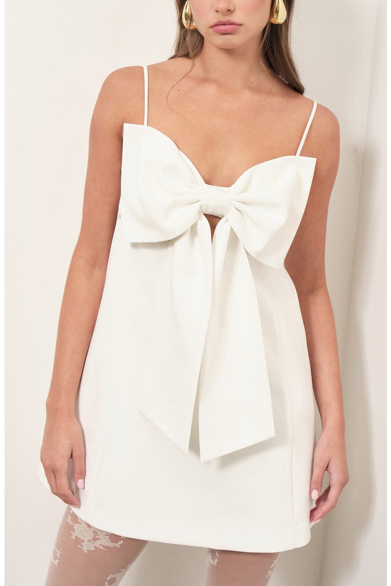 Caroline Bow Front Minidress, Alternate, color, WHITE