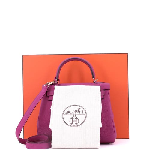 Pre-owned Hermes Hermes Kelly Handbag Pink Togo With Palladium Hardware 25 In Purple