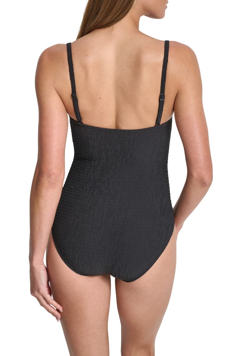 U-Wire Bandeau One-Piece Swimsuit, Alternate, color, BLACK TEXTURE