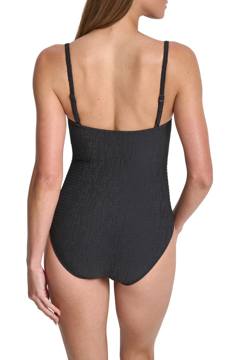 DKNY U-Wire Bandeau One-Piece Swimsuit, Alternate, color, Black Texture