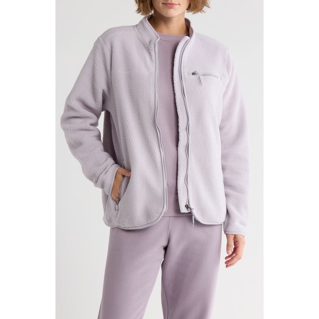 Kyodan Mock Collar Faux Shearling Jacket In Gray
