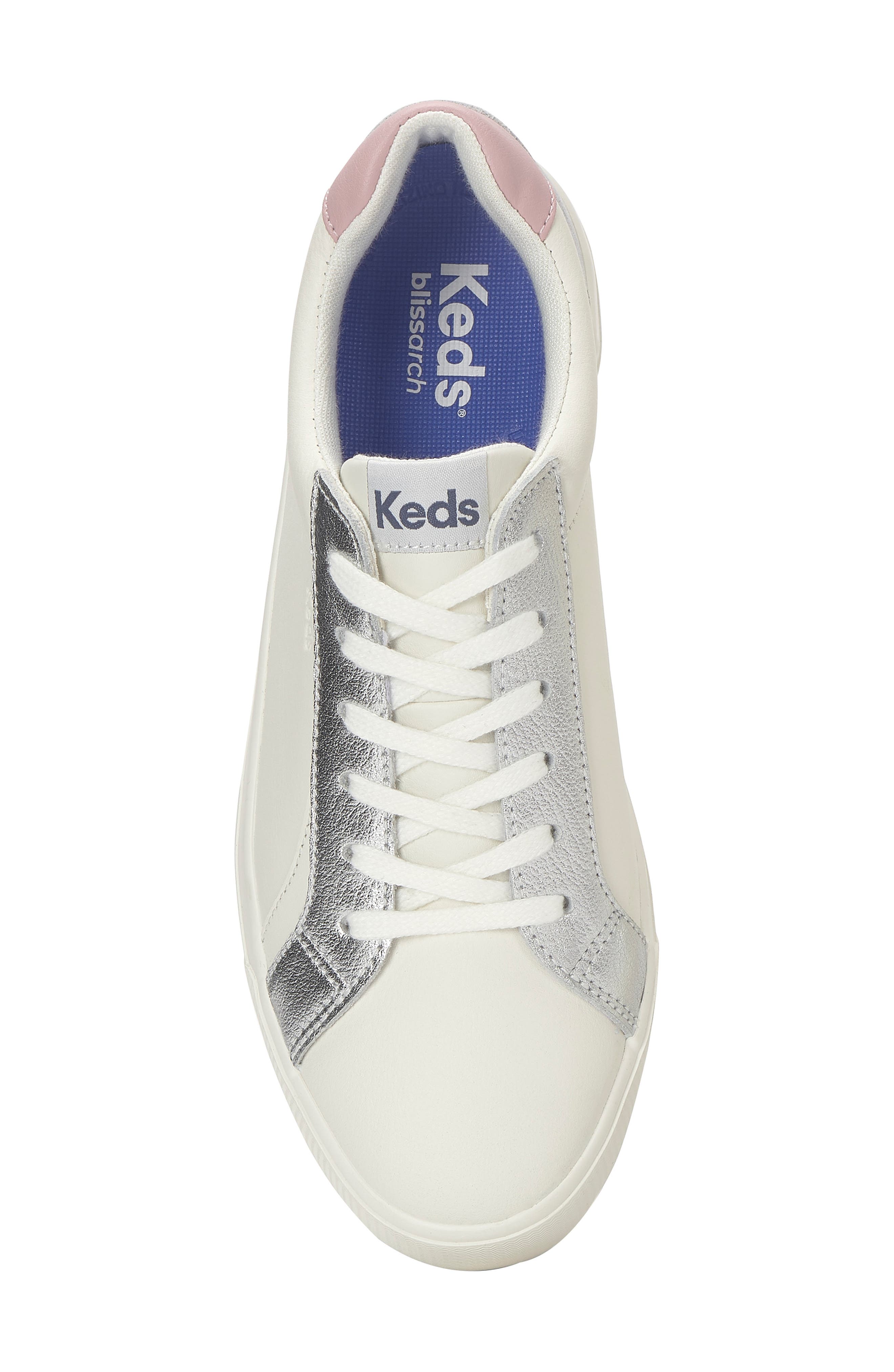 Pursuit Leather Sneaker, Alternate, color, SNOW WHITE/ SILVER