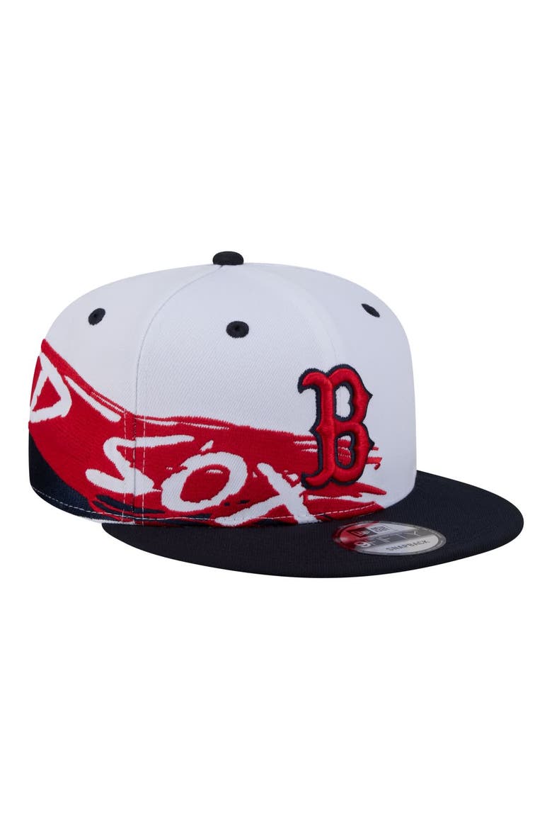 Men's New Era White/Navy Boston Red Sox 9FIFTY Snapback Hat, Main, color, White