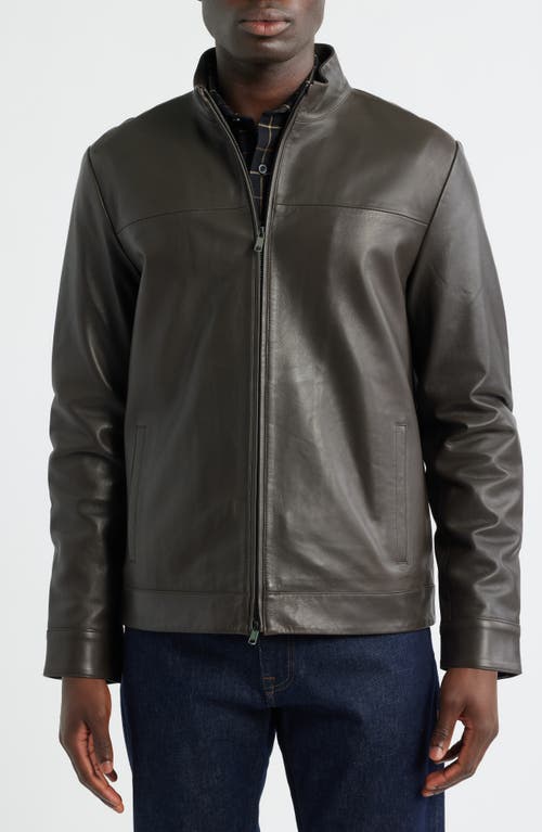Nordstrom Stand Collar Leather Bomber Jacket In Gray