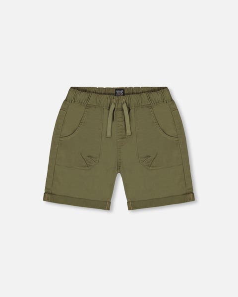Little Boy's Stretch Twill Short Dark Olive Green