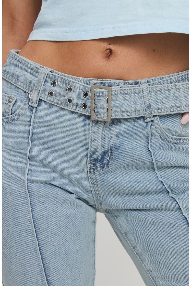 Echo Valley Belted Low Rise Flare Jeans, Alternate, color, LIGHT WASH