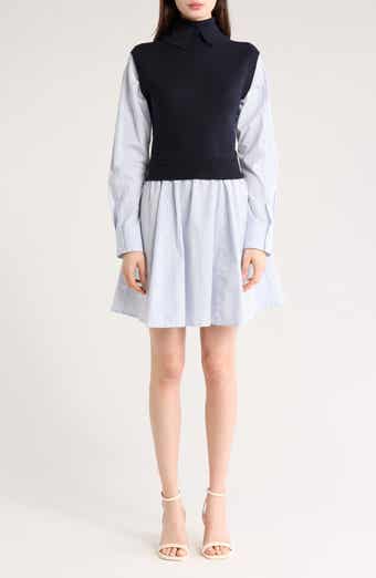Derek Lam 10 Crosby Cressida Mixed Media Twofer Shirtdress