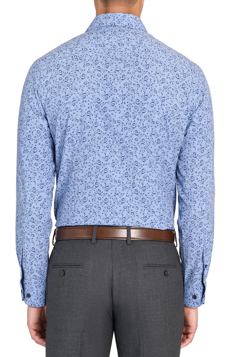 W.R.K Slim Fit Abstract Print Performance Dress Shirt, Alternate, color, Chambray Blue