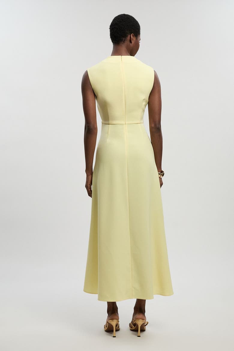 Tailored Drape Neck Midi Dress, Alternate, color, Lemon