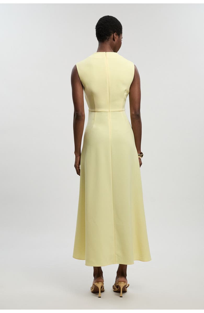 Karen Millen Tailored Drape Neck Midi Dress, Alternate, color, Lemon