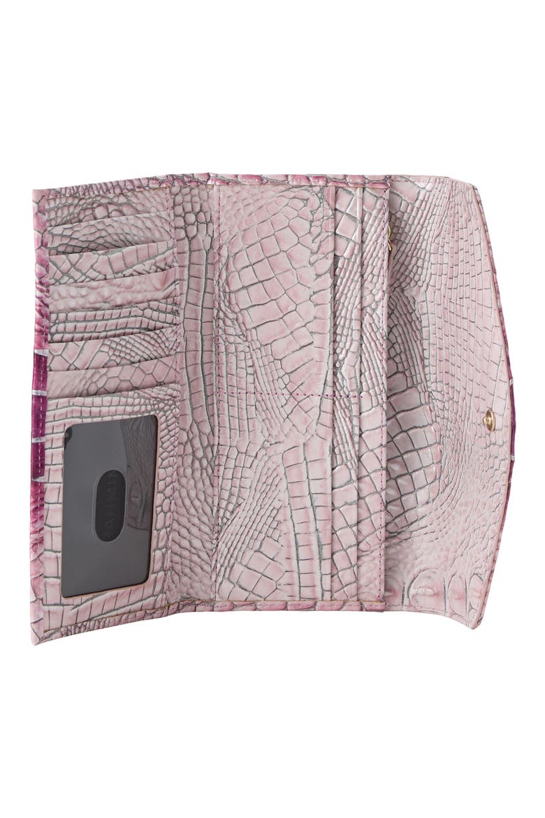 Veronica Croc Embossed Leather Continental Wallet, Alternate, color, ISLAND PETAL