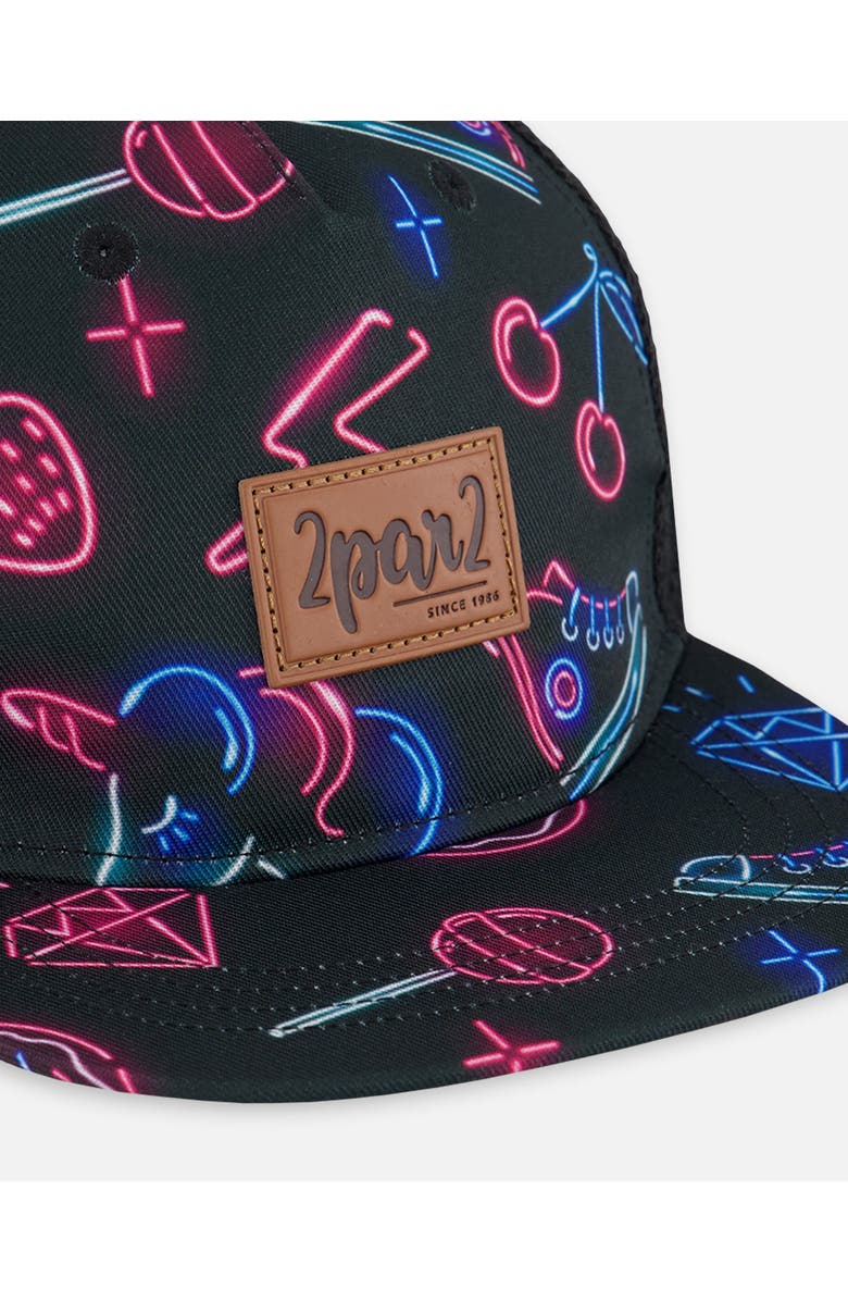 Deux par Deux Baby Girl's Printed Cap Black And Blue And Pink Items, Alternate, color, 