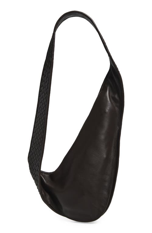 Bottega Veneta Veneto Intrecciato Leather Sling Bag In Silver
