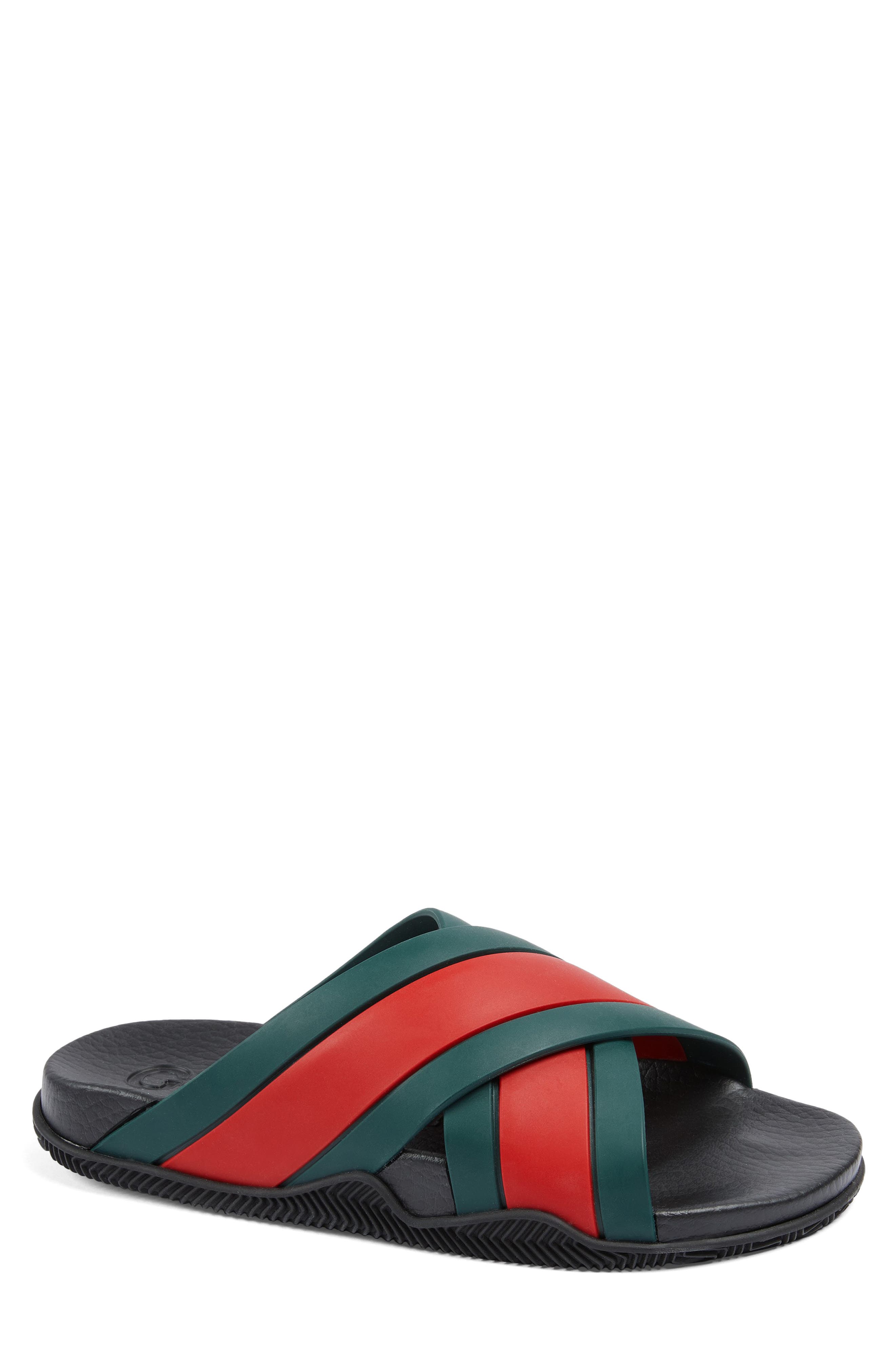 Gucci Agrado Web Stripe Slide Sandal, Main, color, 