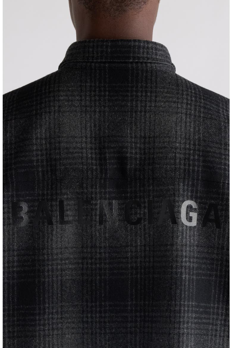 Oversize Plaid Wool Blend Flannel Button-Down Shirt, Alternate, color, 1262 GREY/ BLACK