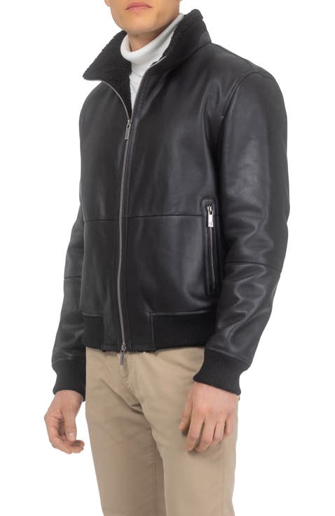 Men's Genuine Shearling Lamb Bomber Jacket