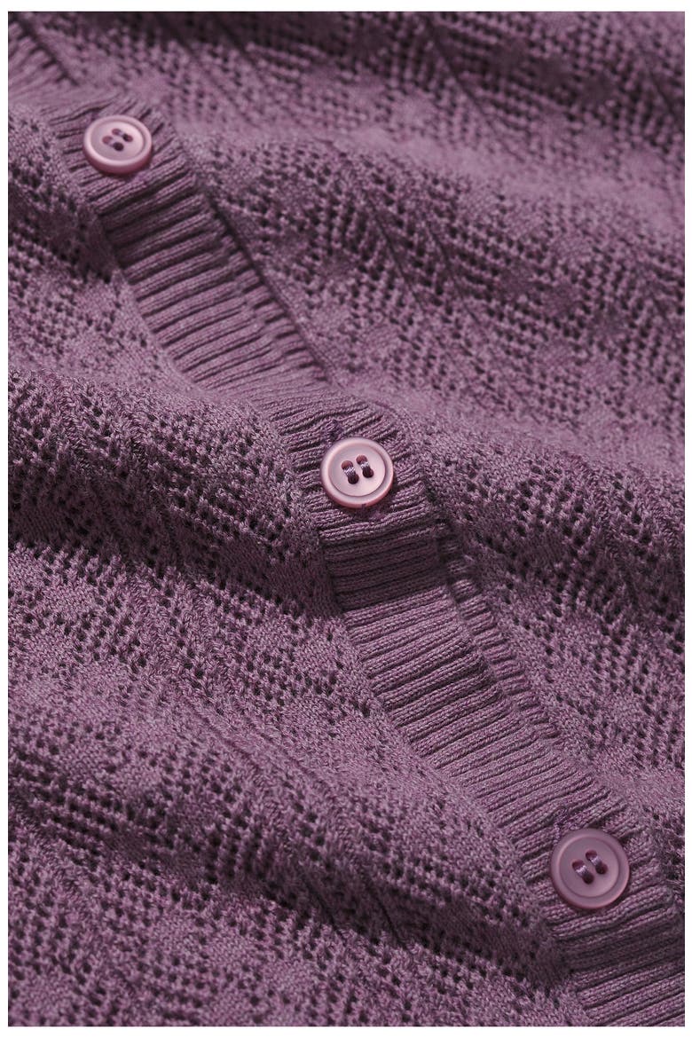 Willowing Organic Cotton Pointelle Cardigan, Alternate, color, VERBENA