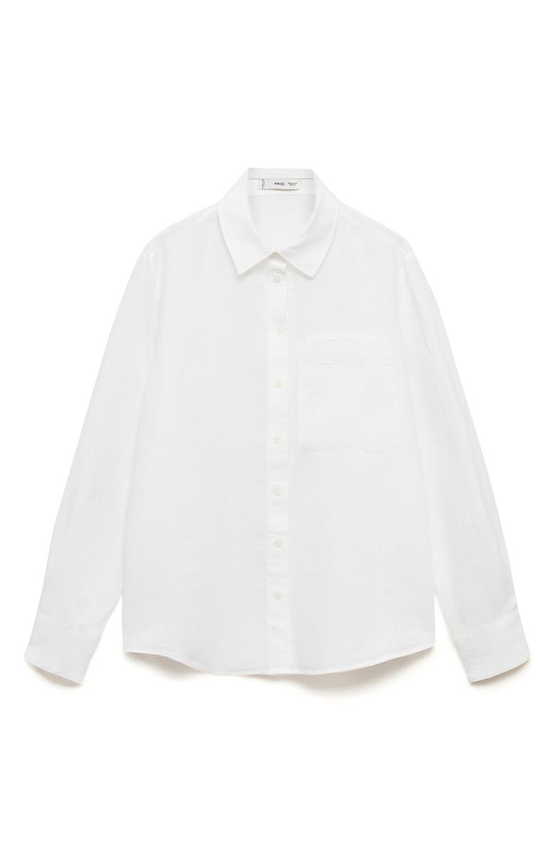MANGO Linen Button-Up Shirt, Alternate, color,