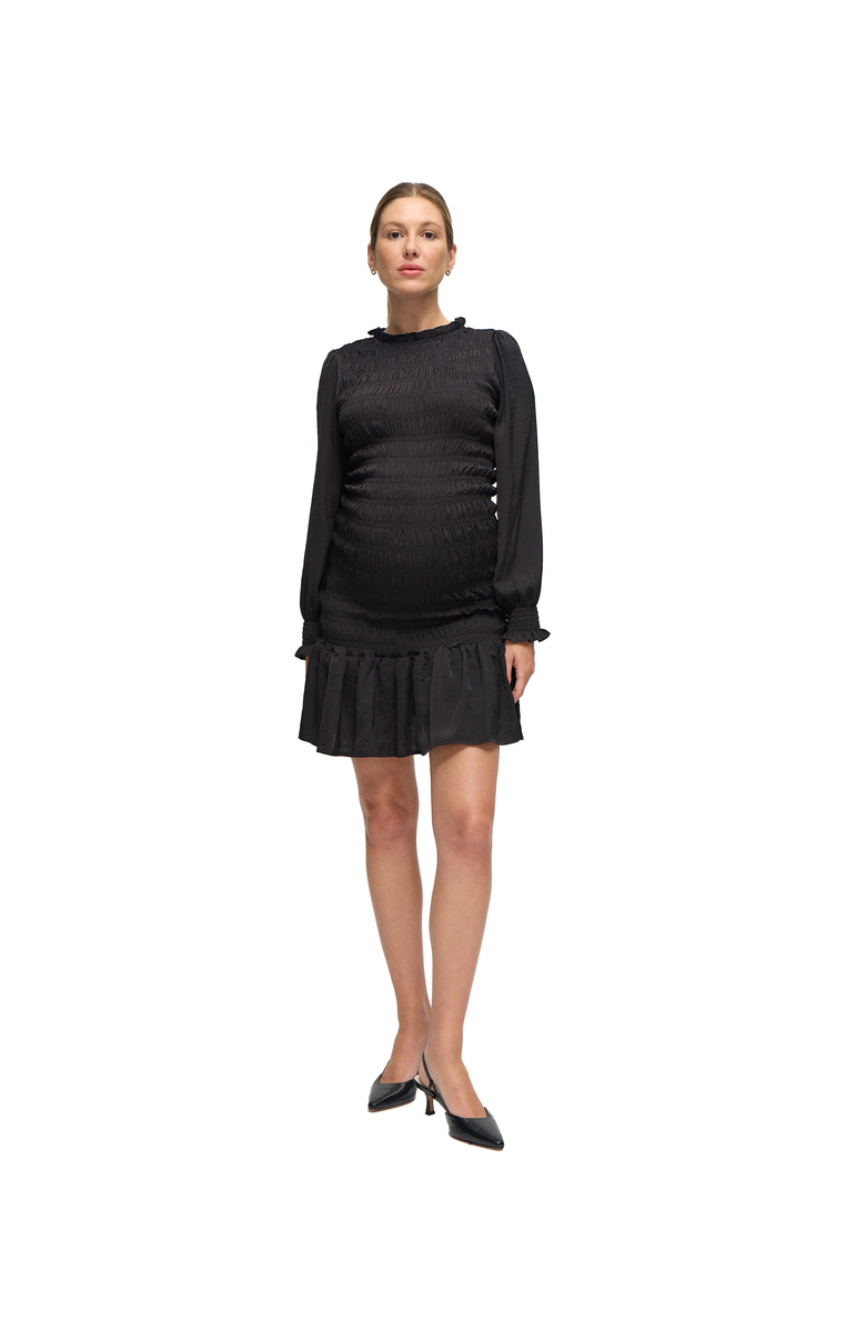 Ingrid & Isabel Short Smocked Occasion Maternity Dress, Main, color, Black