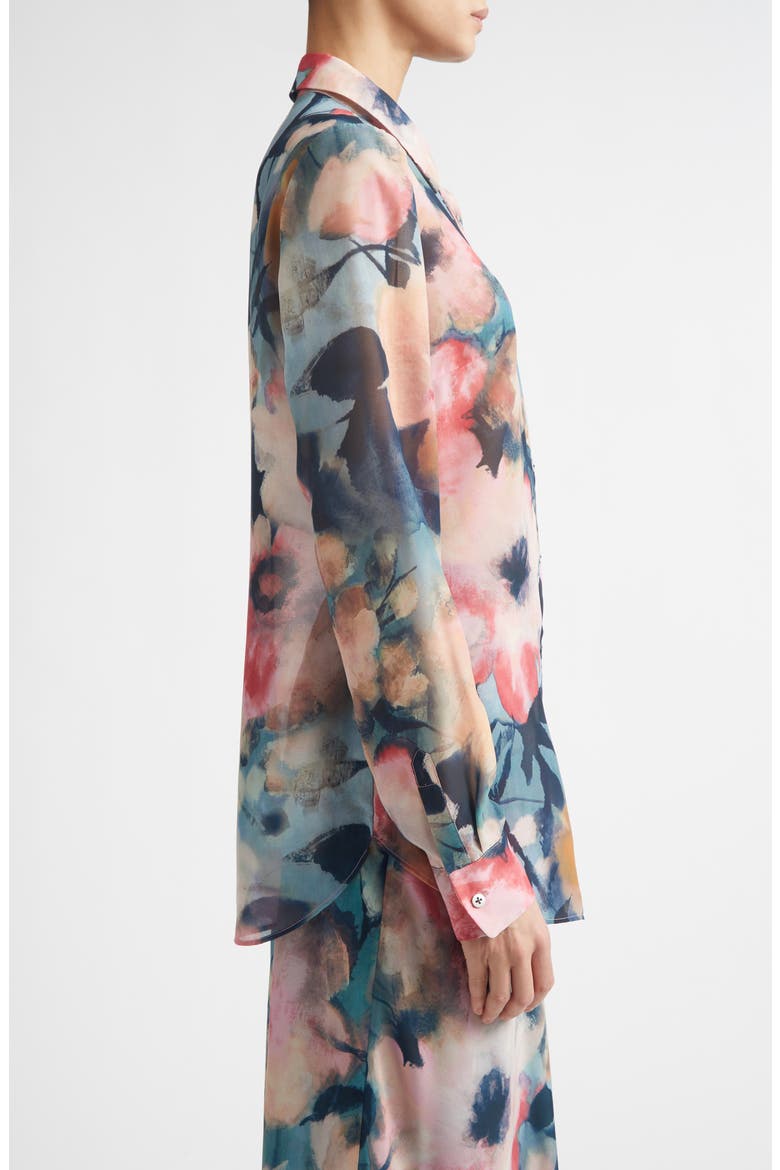 Abstract Floral Chiffon Button-Up Shirt, Alternate, color, MIST MULTI