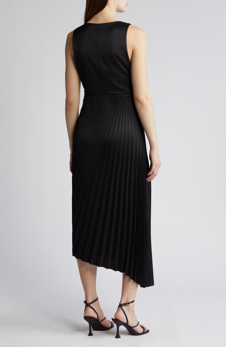 Sam Edelman Pleated Asymmetric Hem Satin Dress, Alternate, color, 