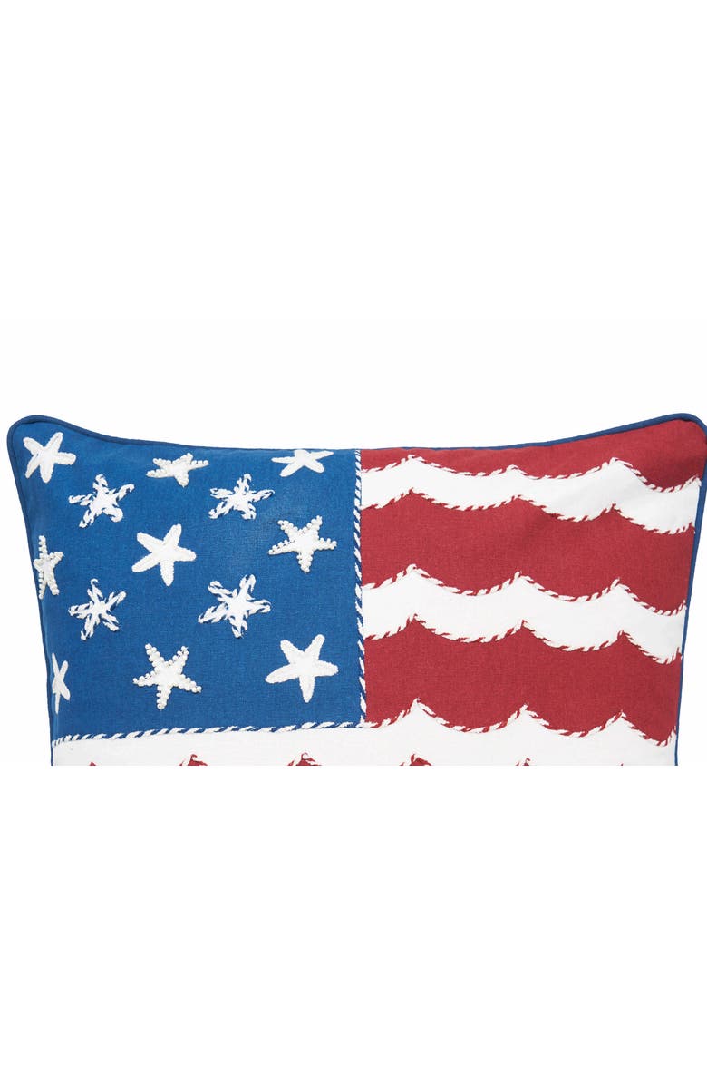 C&F Home Stars & Stripes American Flag Waves 100% Cotton Accent Throw Pillow 18" x 18, Alternate, color, Red