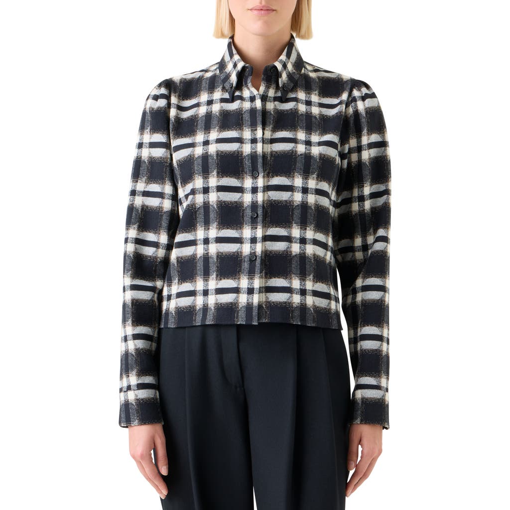 Akris Punto Dot Plaid Cotton Button-down Shirt In Black