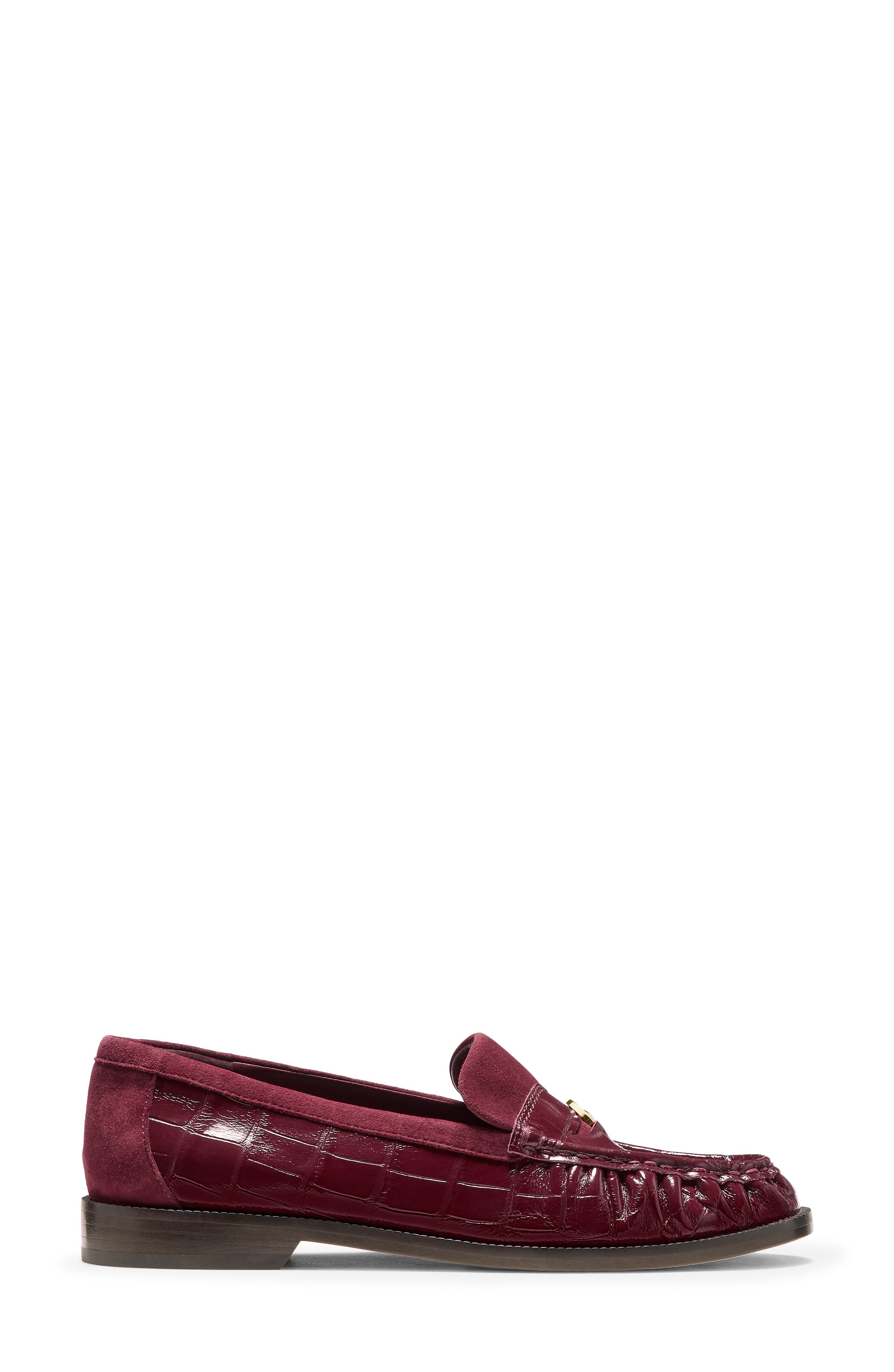 Penny Croc Embossed Leather Loafer, Alternate, color, CHERRY JUICE