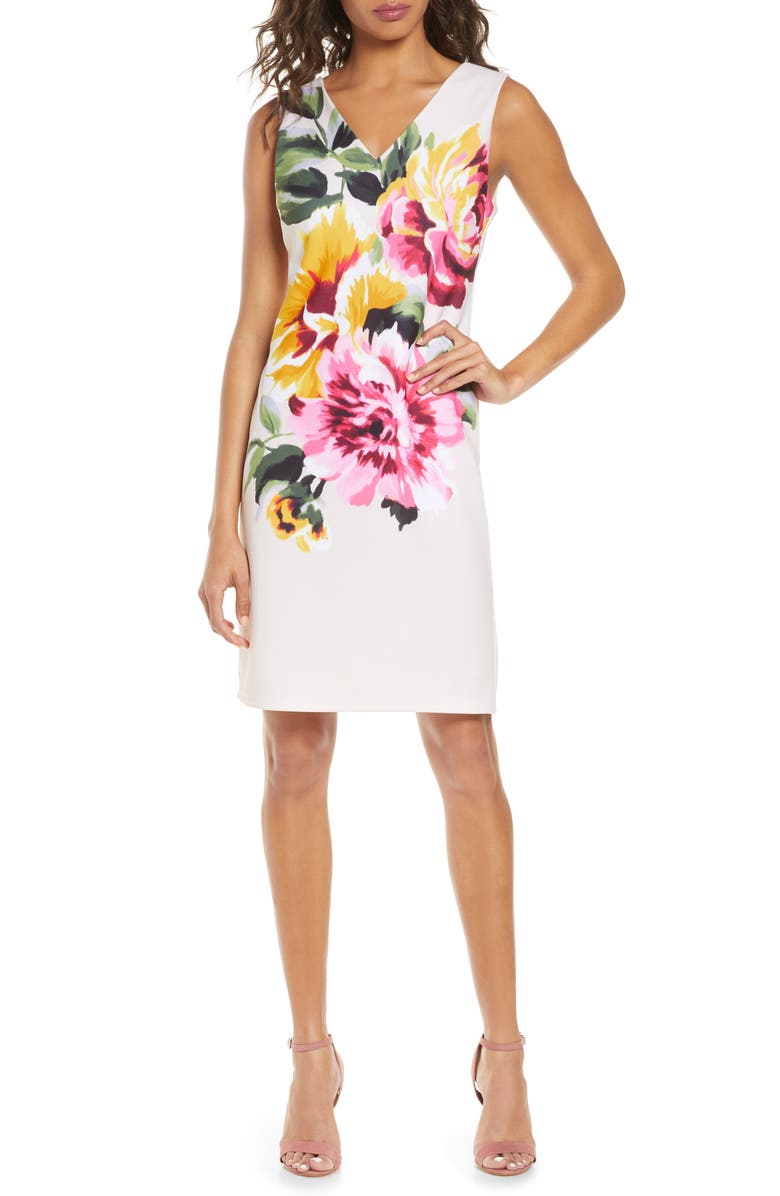 Donna Ricco Floral Print Sheath Dress, Main, color,