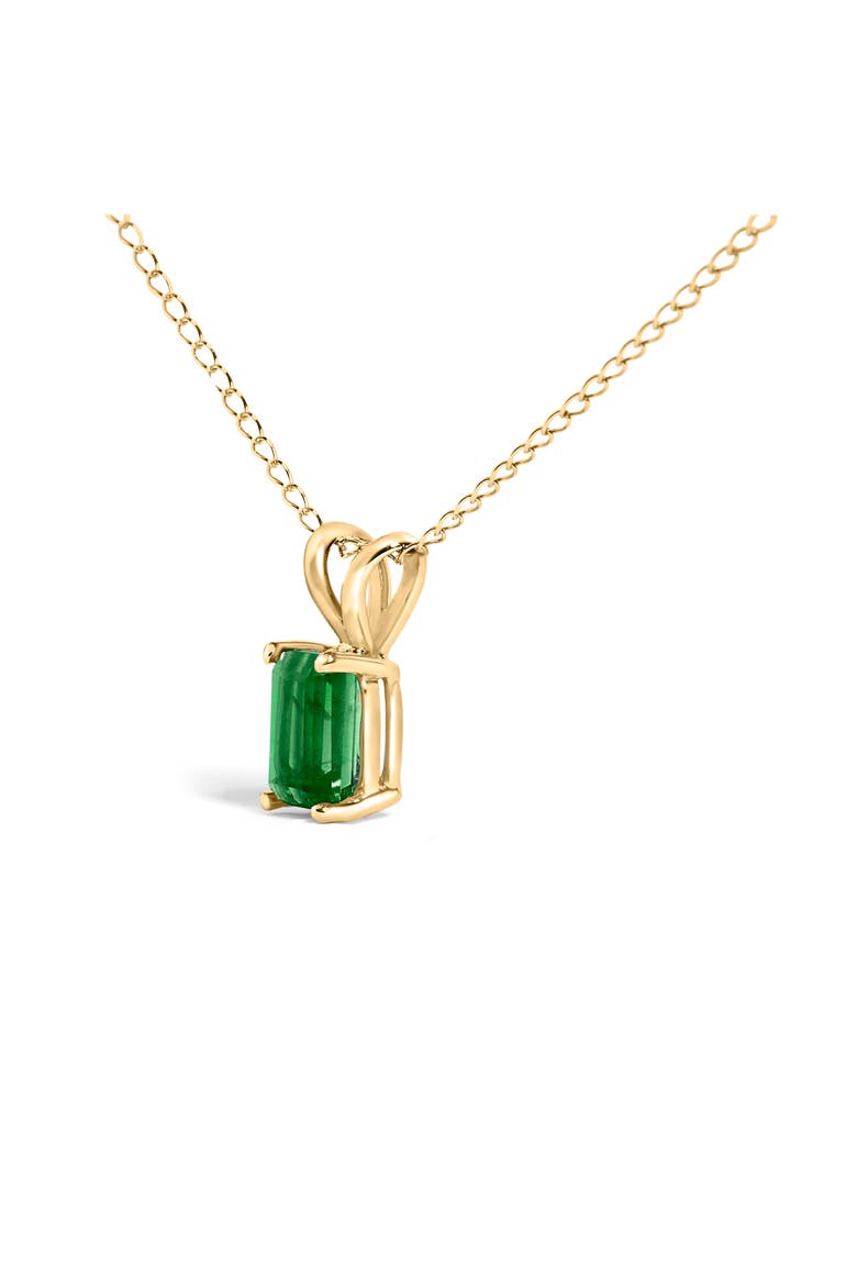 14K Gold 6x4MM Emerald Cut Gemstone Solitaire Pendant Necklace, Alternate, color, Green Emerald | Yellow