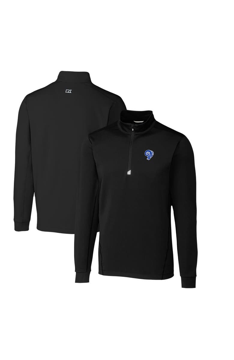 Cutter & Buck Men's Cutter & Buck Black Los Angeles Rams Throwback Logo Traverse Stretch Quarter-Zip Pullover Top, Main, color, 
