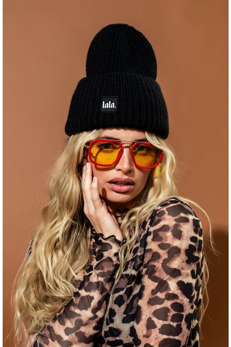 Grunge Chic Beanie, Alternate, color, BLACK