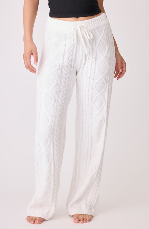 PJ Salvage Mixed Cable Stitch Drawstring Pants in Ivory 