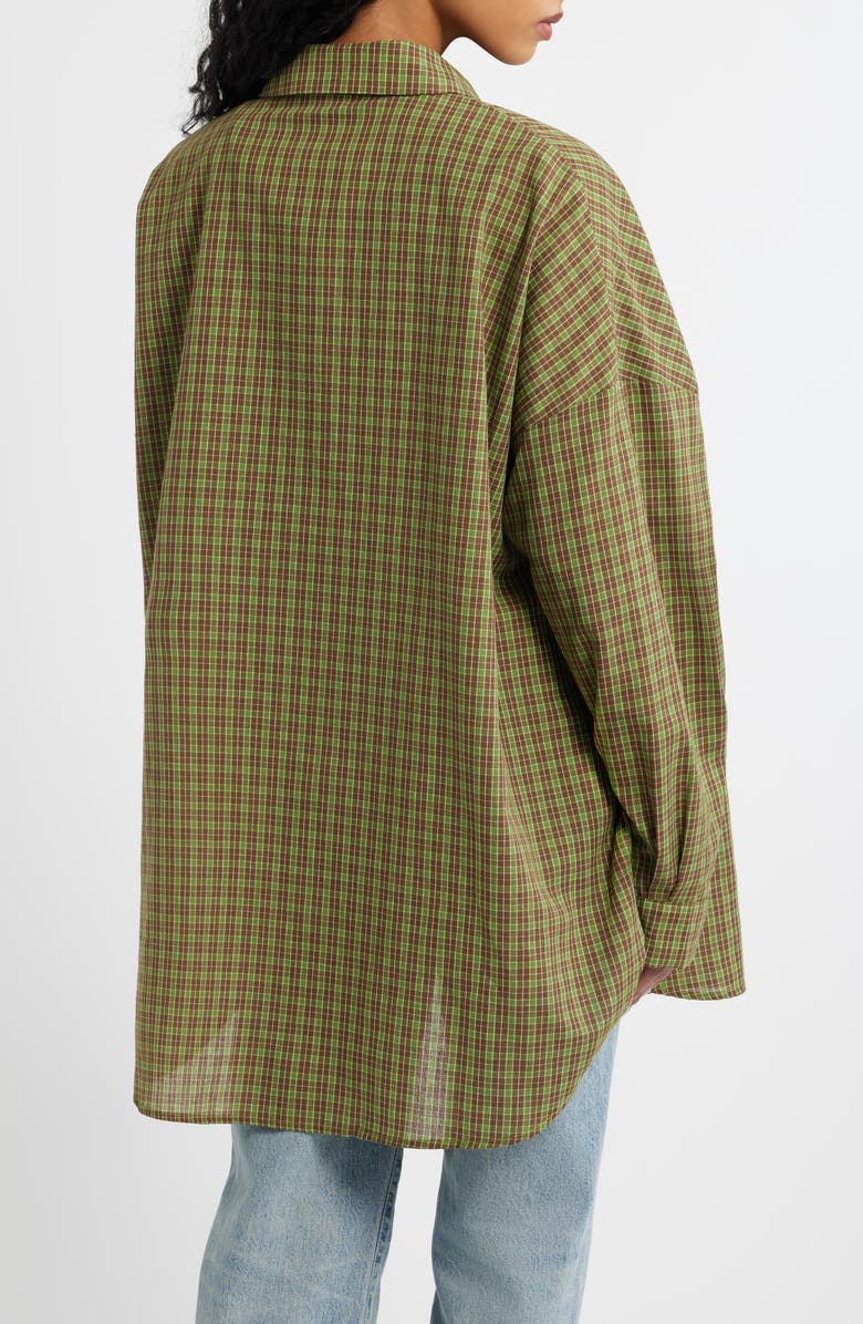 Dressed in Lala Soul Searching Cotton Button-Up Shirt, Alternate, color, Green Plaid