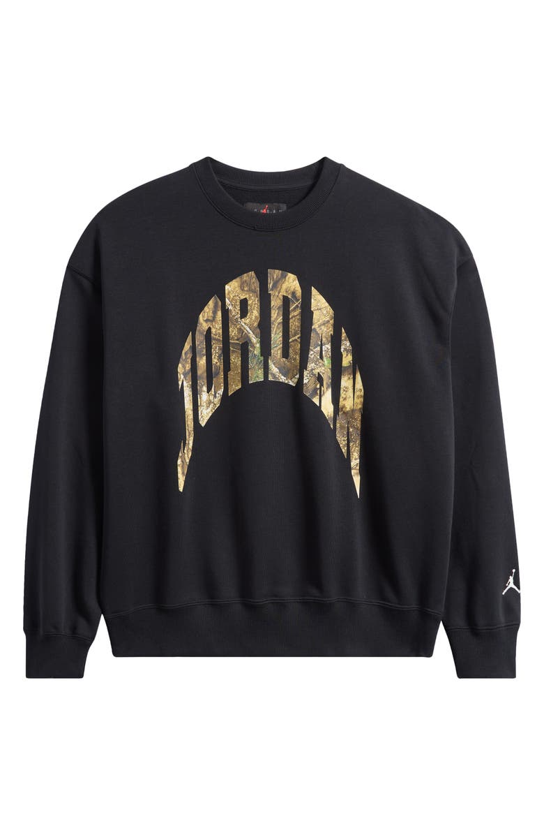 Jordan x Realtree Oversize Graphic Crewneck Sweatshirt, Alternate, color, Black/ Sail