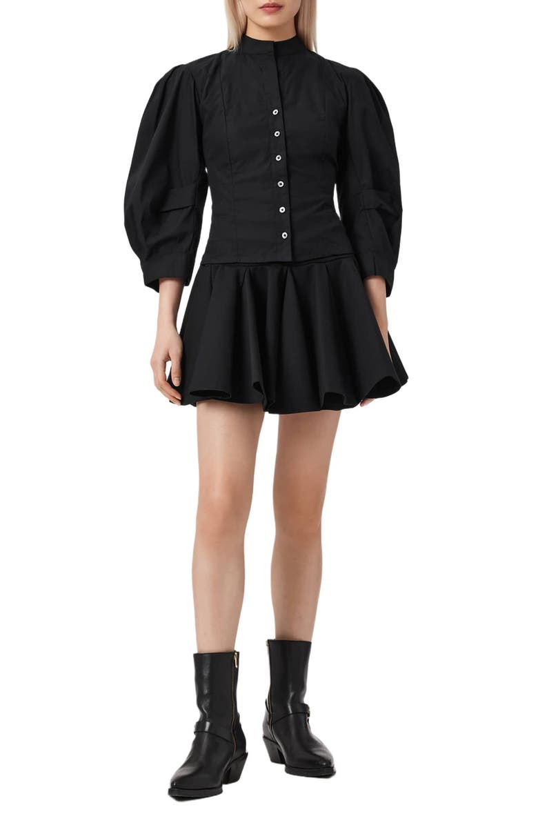 AllSaints Maud Lace-Up Long Sleeve Top, Alternate, color, Black