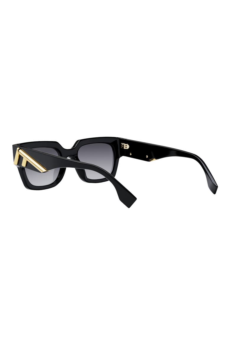 'Fendi First 63mm Rectangular Sunglasses, Alternate, color, SHINY BLACK / GRADIENT SMOKE