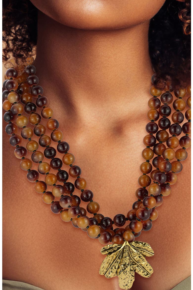 Beaded Layered Statement Necklace, Alternate, color, GOLD/RED