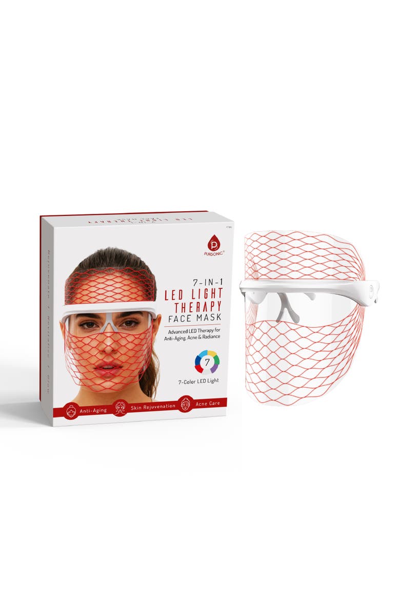 7-in-1 LED Face Mask, Main, color, White