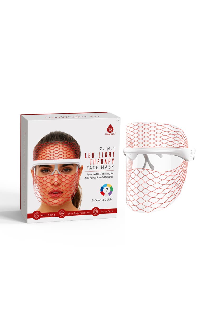 PURSONIC 7-in-1 LED Light Therapy Face Mask - Rejuvenate, Restore & Reveal Your Glow, Main, color, White