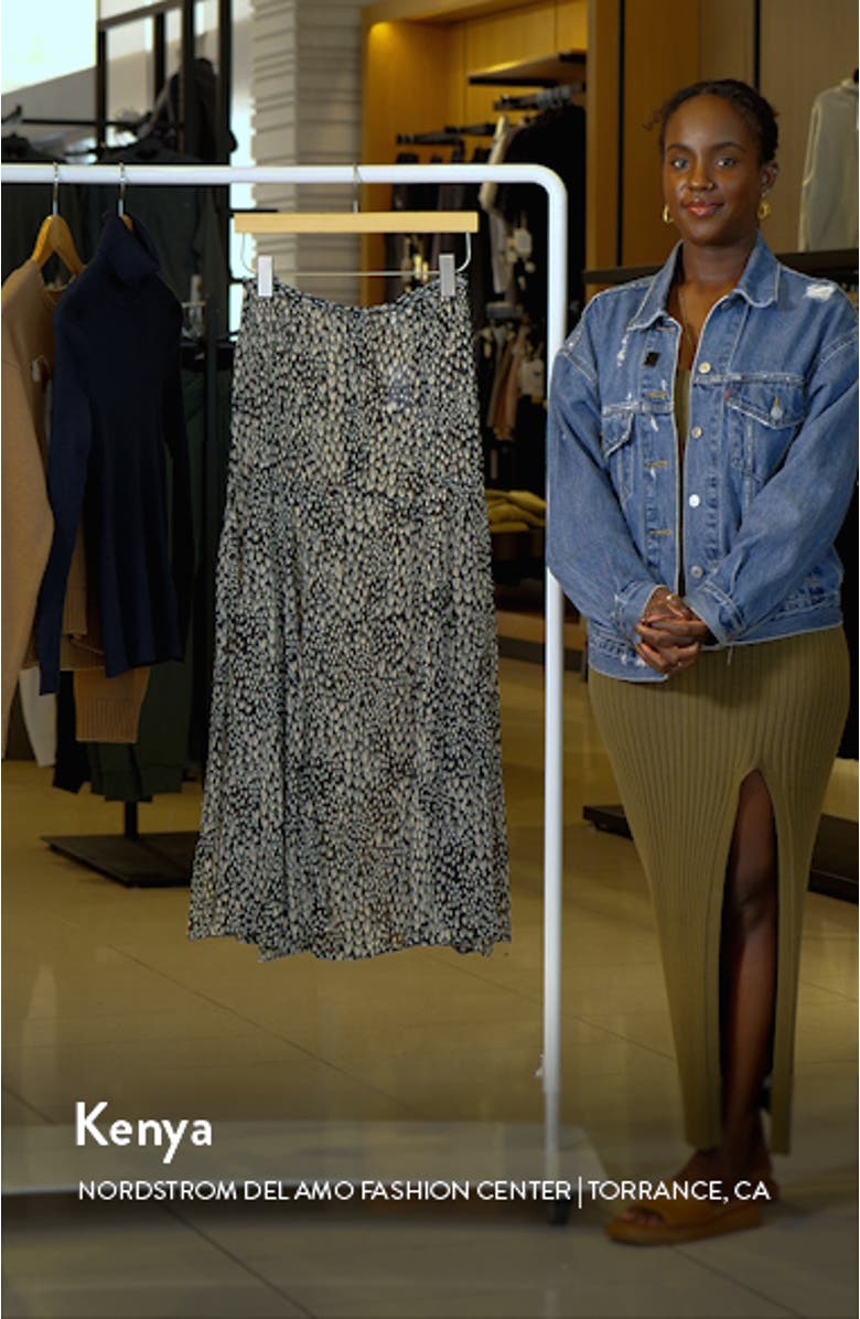 Printed Godet Semisheer Maxi Skirt, sales video thumbnail