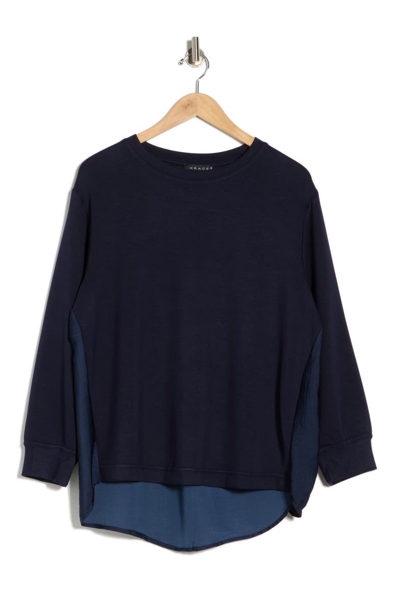 Mixed Media Top, Alternate, color, BLUE TEAL
