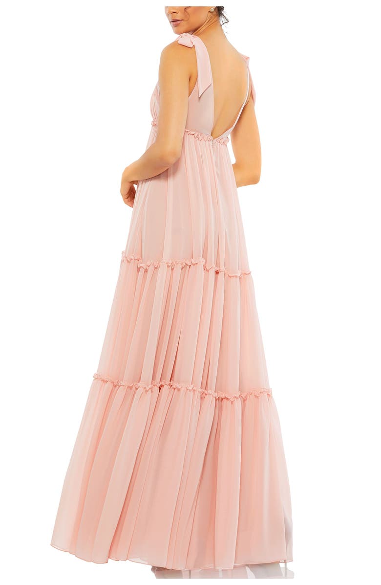 Mac Duggal Tiered V-Neck Plunging Maxi Dress, Alternate, color, Blush