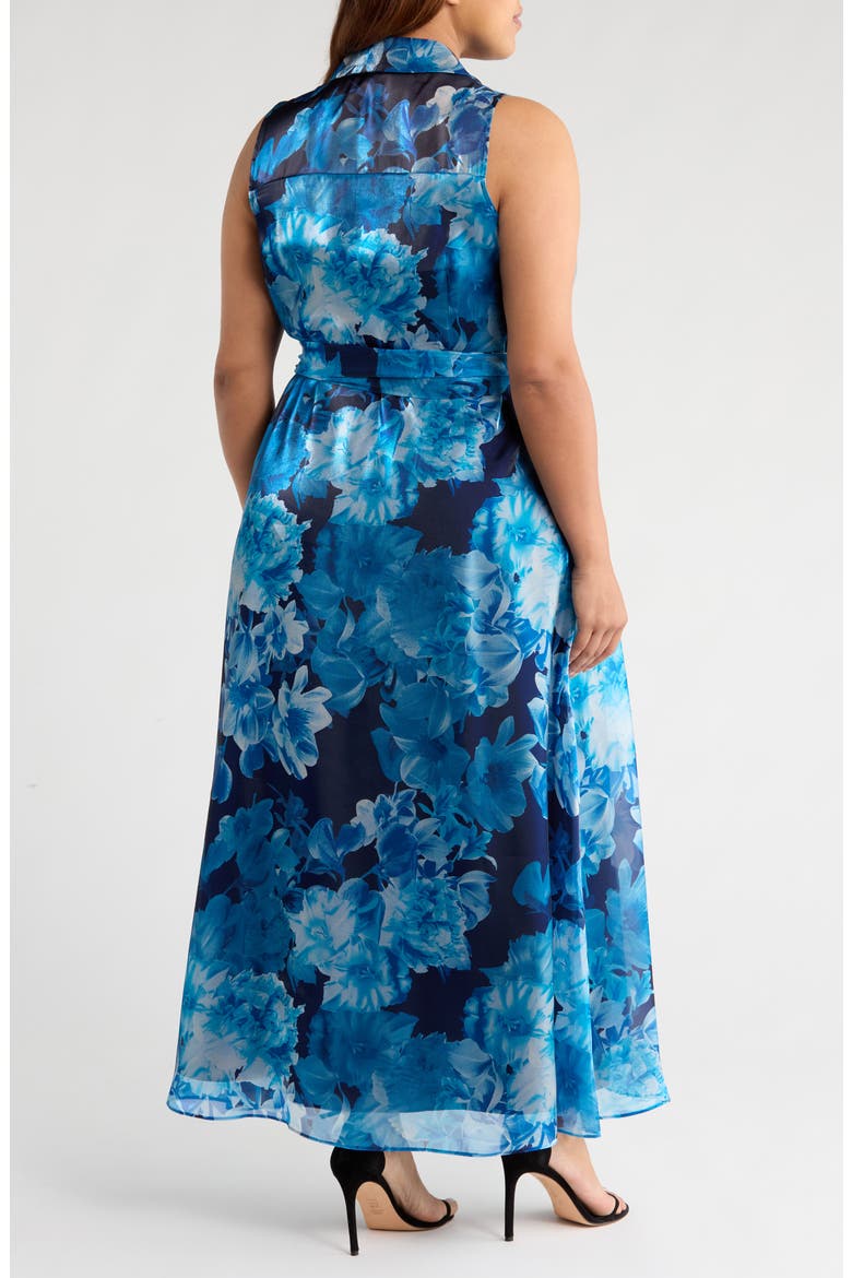 Floral Sleeveless Organza Gown, Alternate, color, BLUE MULTI