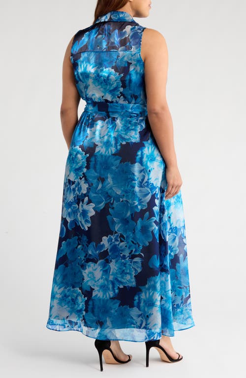 Julia Jordan Floral Sleeveless Organza Gown In Multi