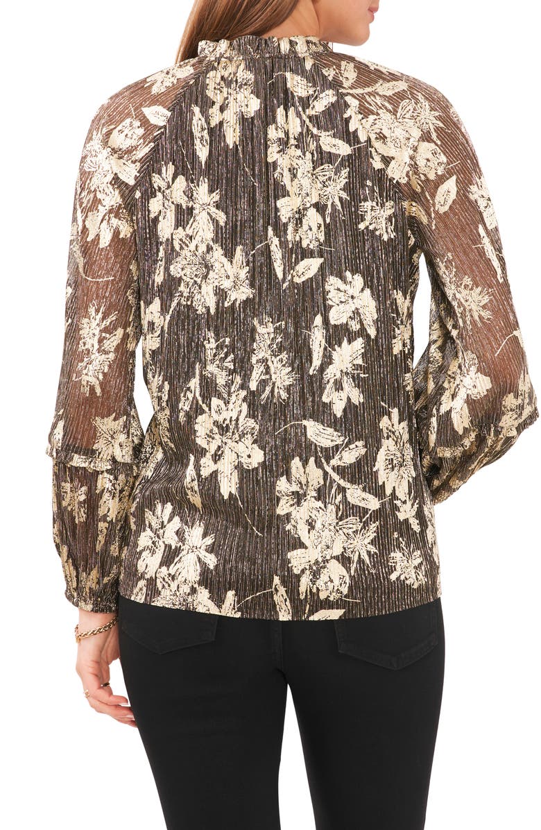 Vince Camuto Metallic Floral Print Blouse, Alternate, color, 