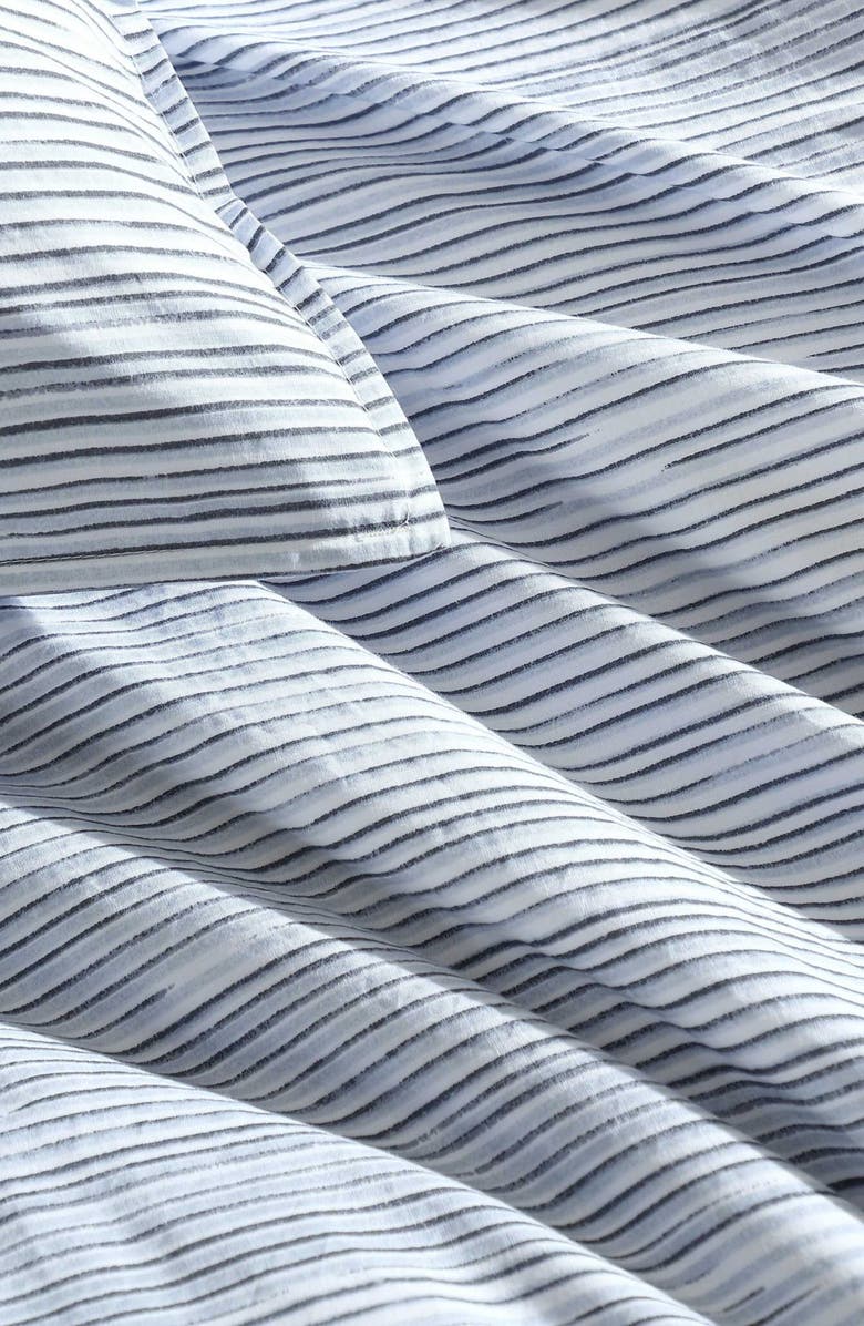 Calvin Klein Wavy Stripe Washed Percale Duvet Cover & Sham Set, Alternate, color, Light Blue