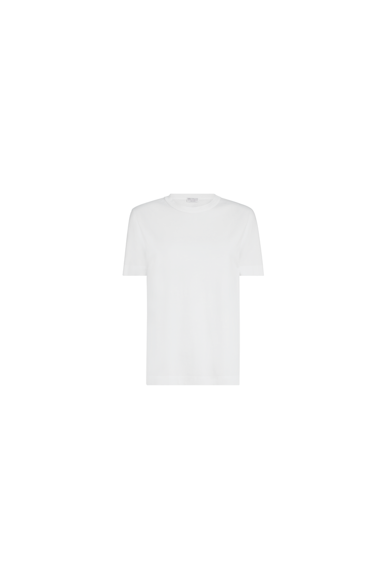 Cotton jersey T-shirt with monili, Alternate, color, White