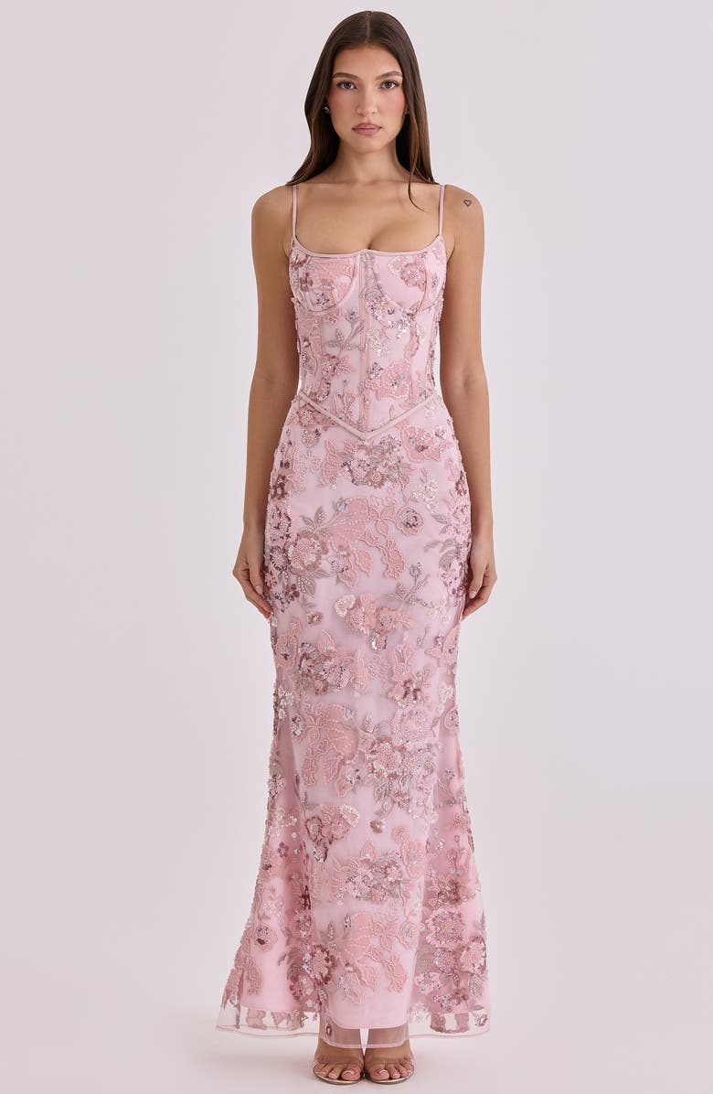 HOUSE OF CB Naima Hand Beaded Gown, Alternate, color, Pink