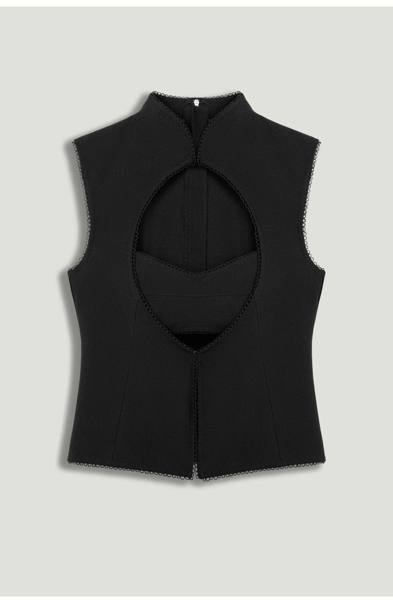 Nocturne Braid-Trim Bustier Top with Built-In Bra, Alternate, color, Black